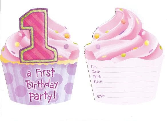 1St Bday Pink - Invt First Birthday Girl