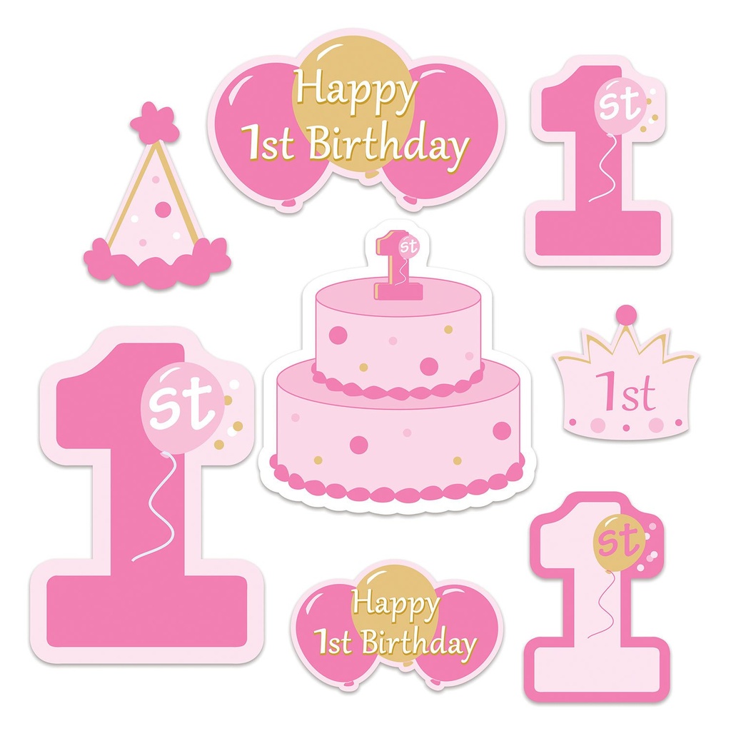 1st Birthday Cutouts Purple First Birthday Girl