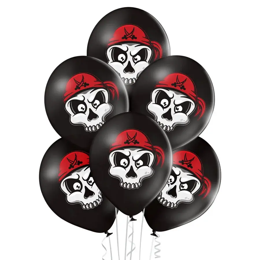 12 inch Pirate Skull balloon 6 pcs