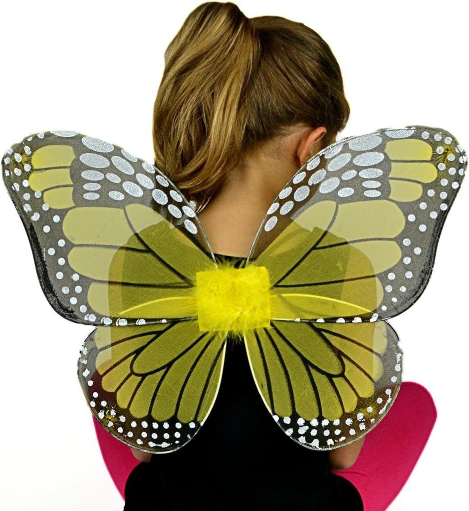 20"x15" Nylon Butterfly Wings Yellow Monarch with black elastic straps, 1pc Butterfly