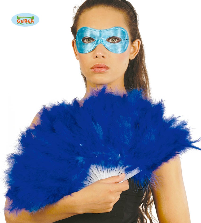21-Strut Blue Feather Fan