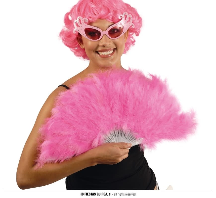 21-Strut Pink Feather Fan