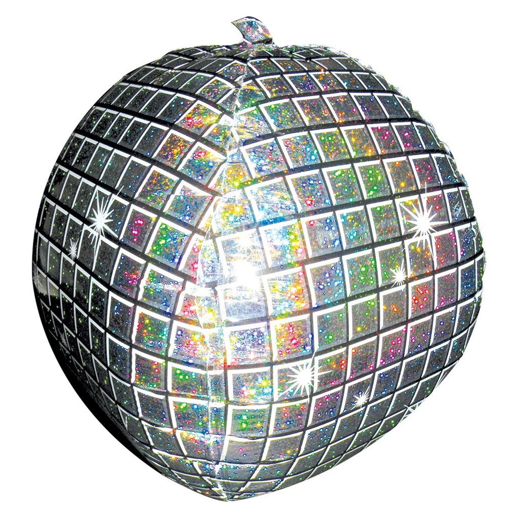 22 Inch Foil Balloon Silver & Black Disco Ball
