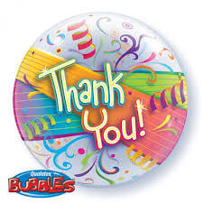 22" Mylar Balloon-Single Bubble Thank You Streamers