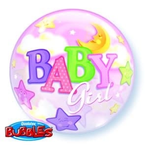22'' Baby Girl Moon/Stars Bubble First Birthday Girl