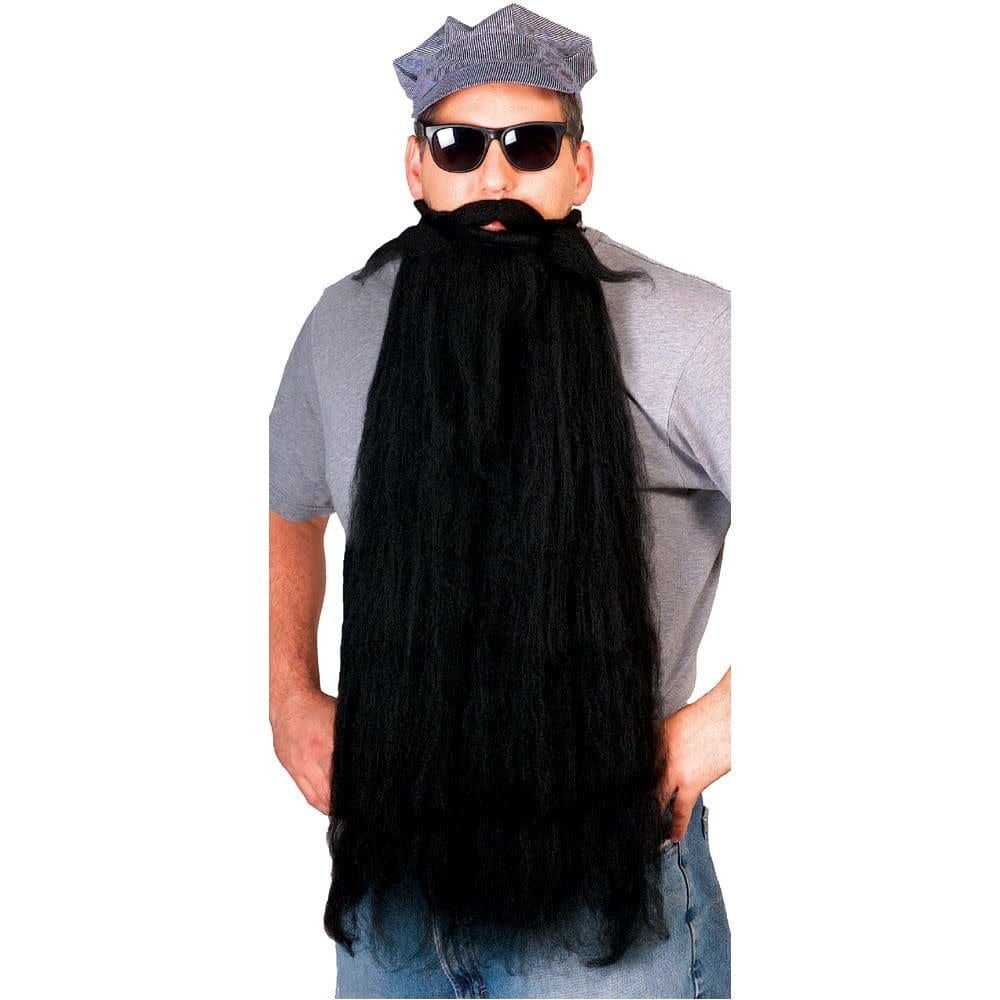 25 Inch Long Beard W/Mustache Black