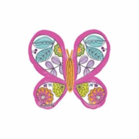27'' Foil Balloon-Pink Floral Butterfly
