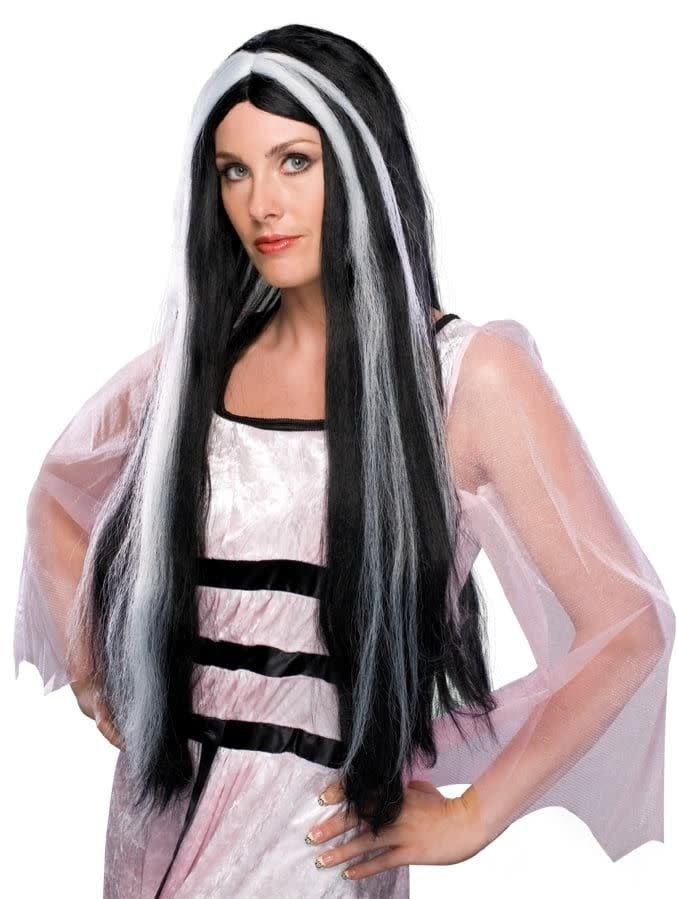 28 Inch Grey Streak Vampira Wig