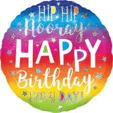 28 Inch Mylar Balloon Hip Hip Hooray Happy Birthday