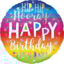 28 Inch Mylar Balloon Hip Hip Hooray Happy Birthday