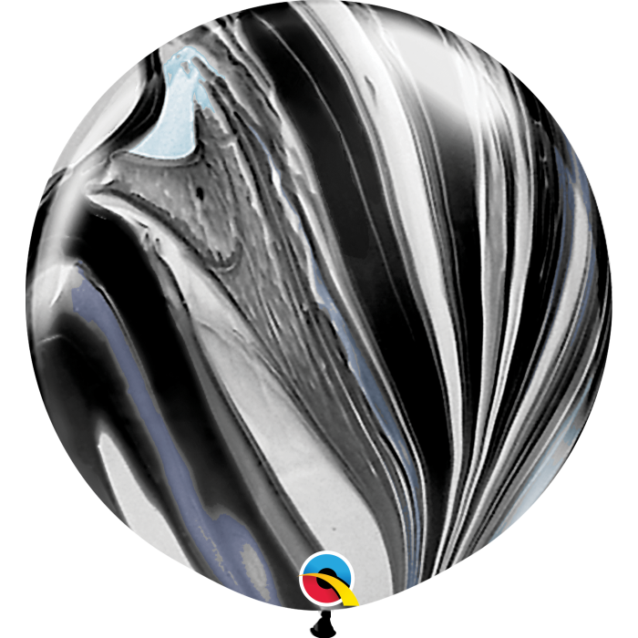 30 Inch Latex Balloons 1 ct-SuperAgate Black/White