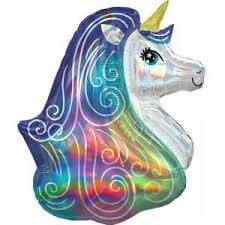 30" Irid Rainbow Unicorn Shp-Flt