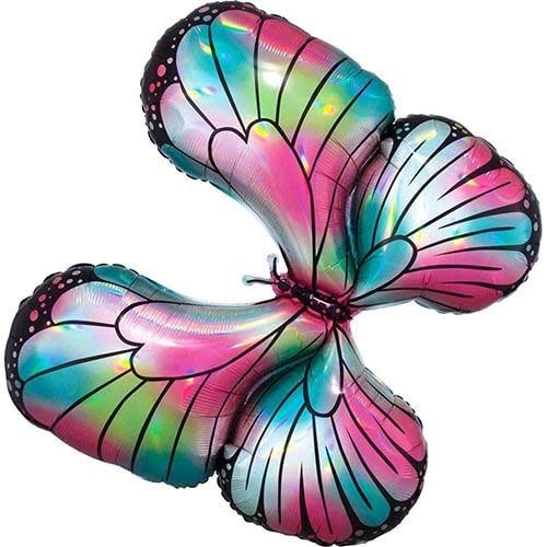 30 Inch Foil Balloon-Teal/Pink Butterfly Shape