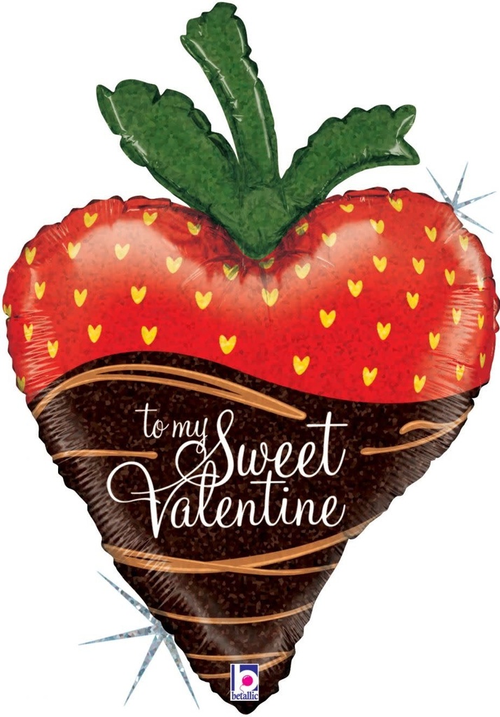 33" Foil Balloon-Sweet Valentine Holographic Strawberry