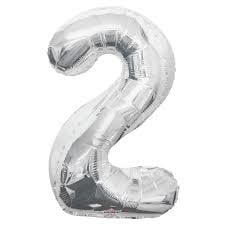 34 Inch Number Balloon 2 Silver