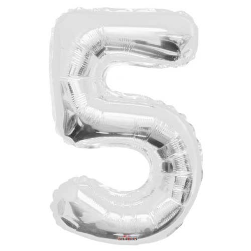 34 Inch Number Balloon 5 Silver