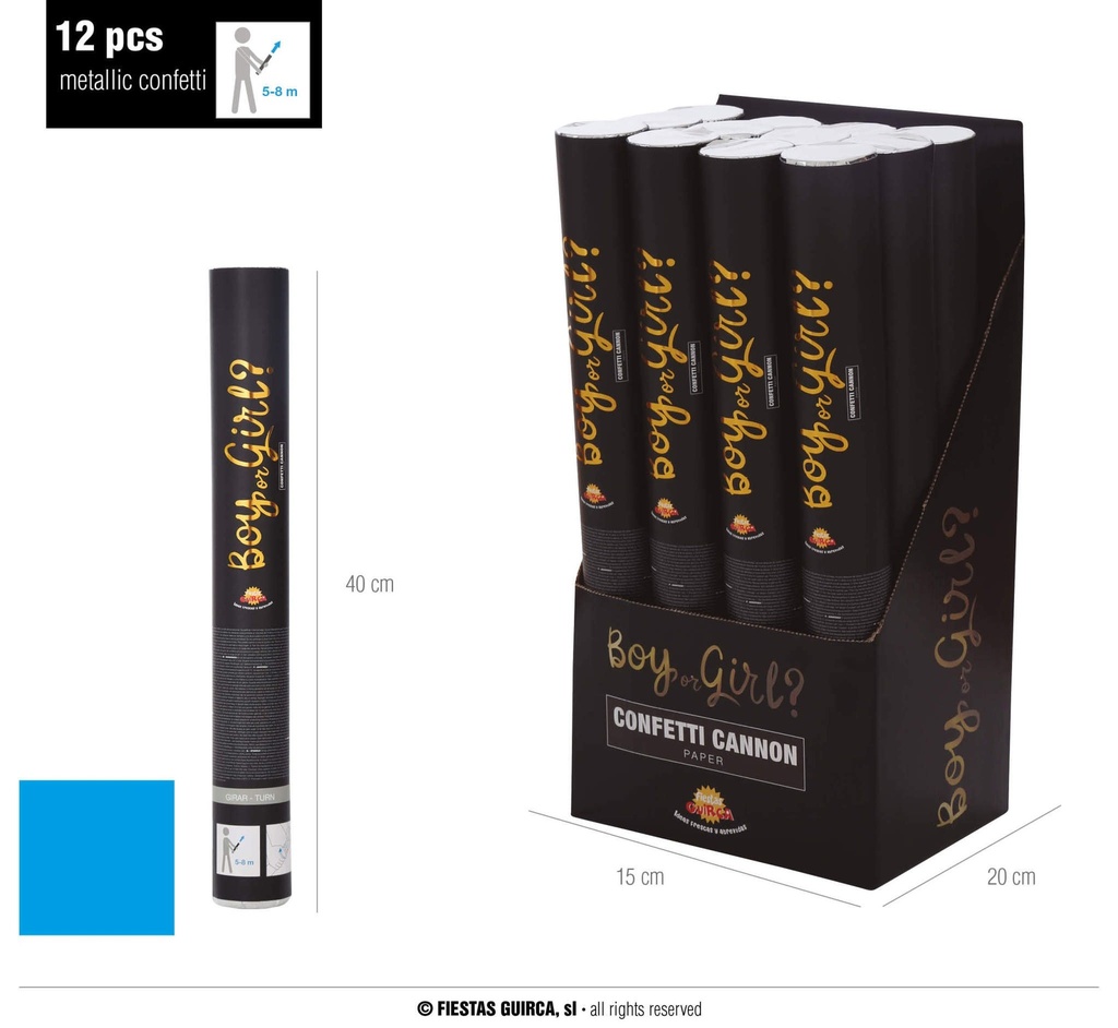 40Cm Paper Confetti Cannon Boy Or Girl-Blue Gender Reveal