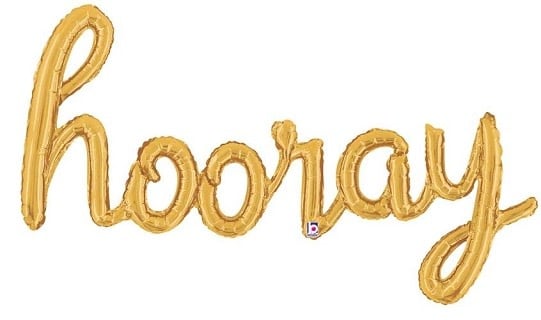 44" Mylar Balloon Script - Hooray Gold
