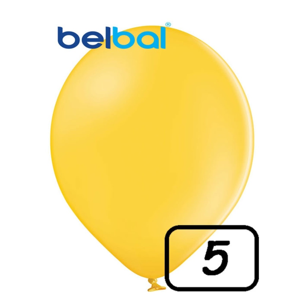 5 Inch Belbal Latex Balloons 100 ct-Pastel Bright Yellow