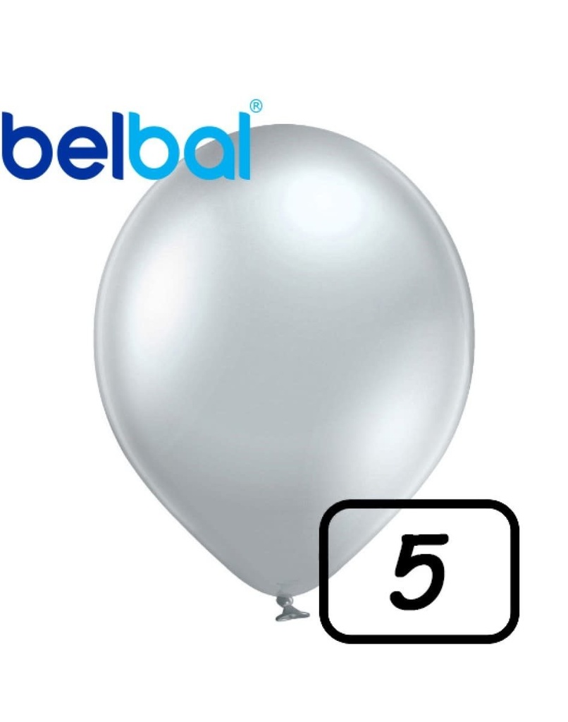 5 Inch Latex Balloons 100Ct-Chrome Silver