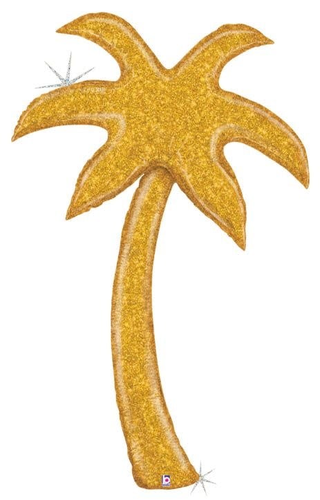 5 Inch Mylar Balloon Gold Glitter Palm Tree