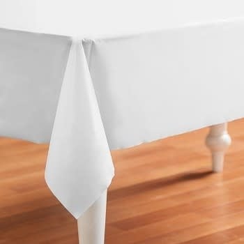 54" x 108" Plastic Table Cover - Frosty White