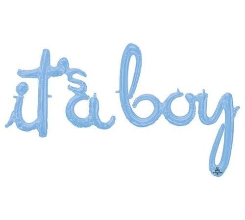 56" Mylar Balloon Phrase - It’S A Boyl Pastel Blue Gender Reveal