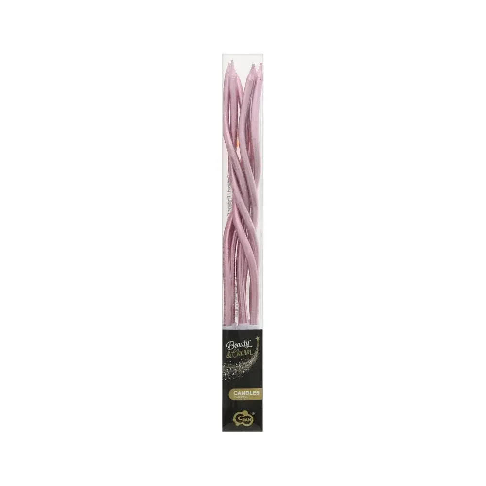 6 1/2 Inch Swirl Candles-Rose Gold 6/Pk