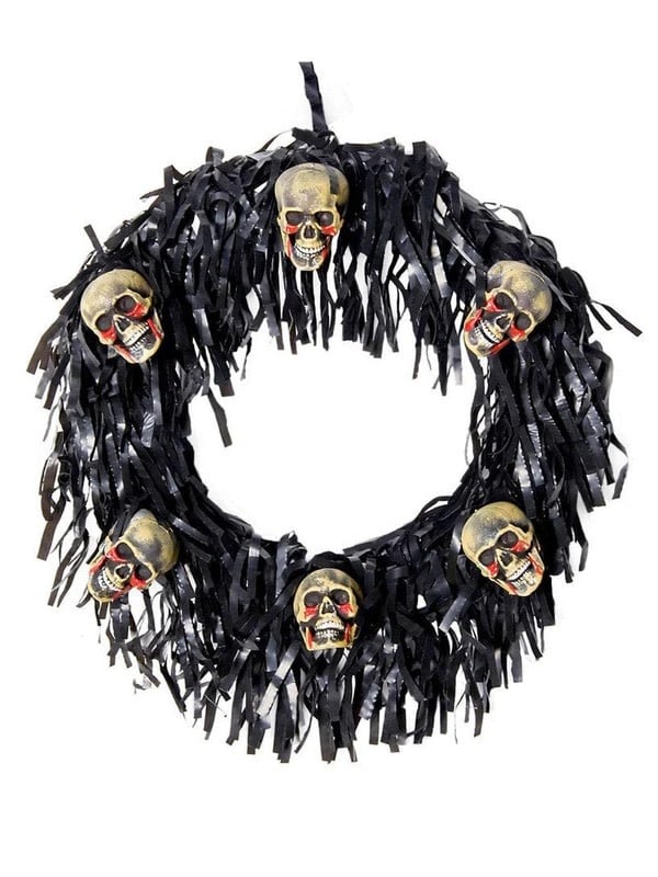 6 Bloody Mini Skulls Wreath Halloween