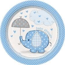 7 Inch Plates-Umbrellaphants Blue 8/pk
