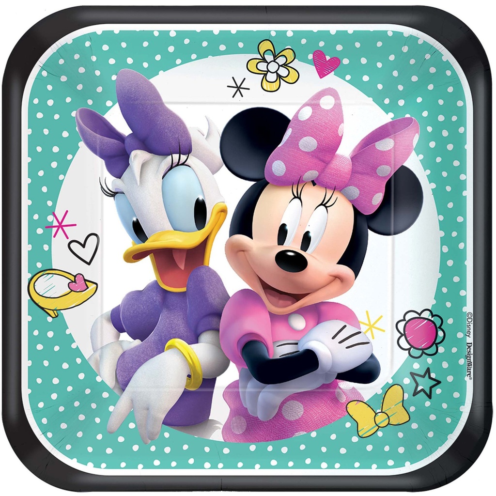 7" Plate Square Minnie Mouse Happy Helper