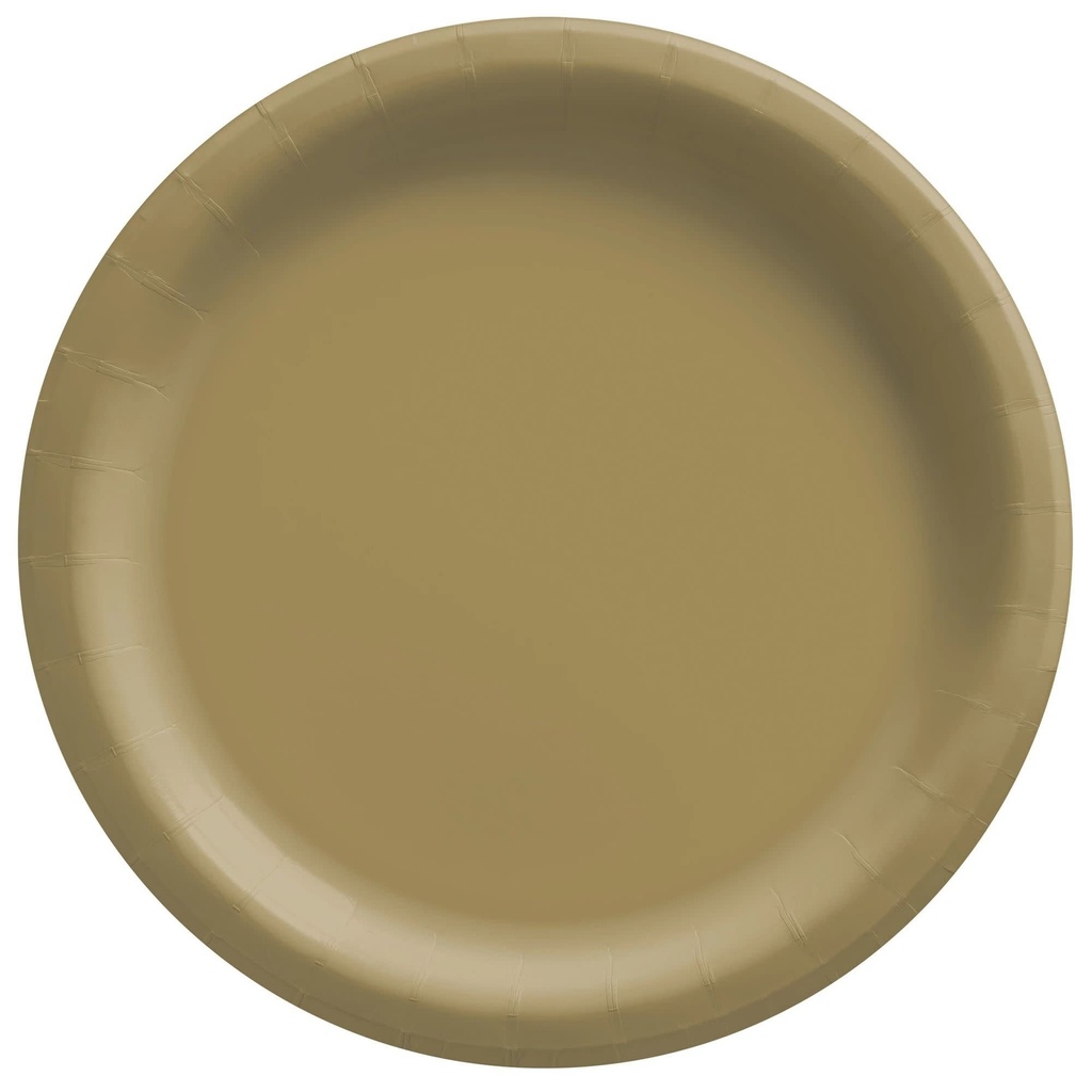 8 1/2" Round Paper Plates, High Ct. - Gold