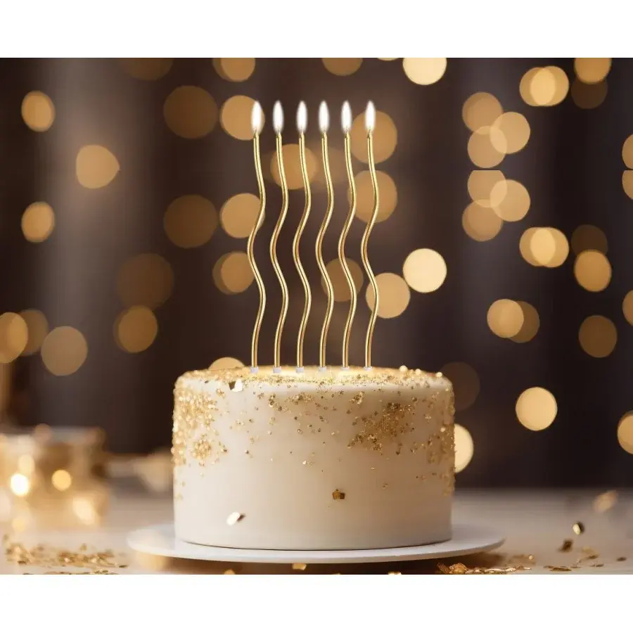 8 Inch Swirl Candles-Gold 6/Pk