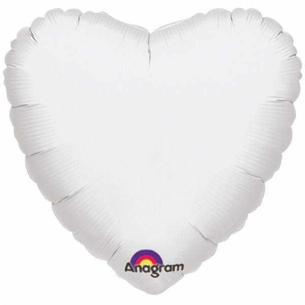 8" Mylar Balloon-Heart Metallic White Valentine