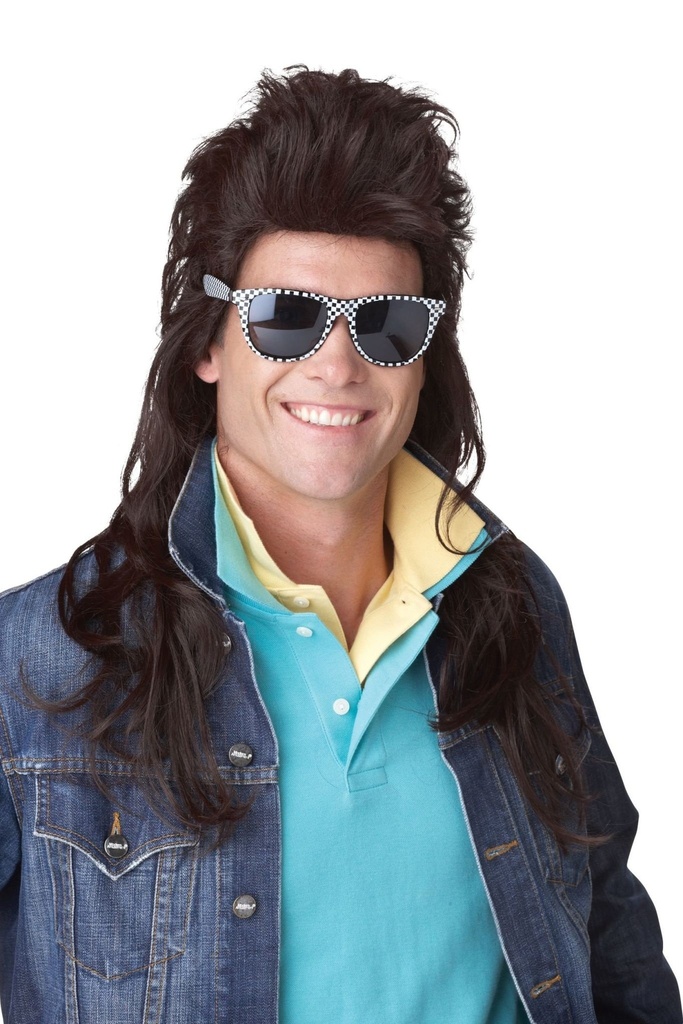80'S Rock Mullet Wig-Black 80's Eighties