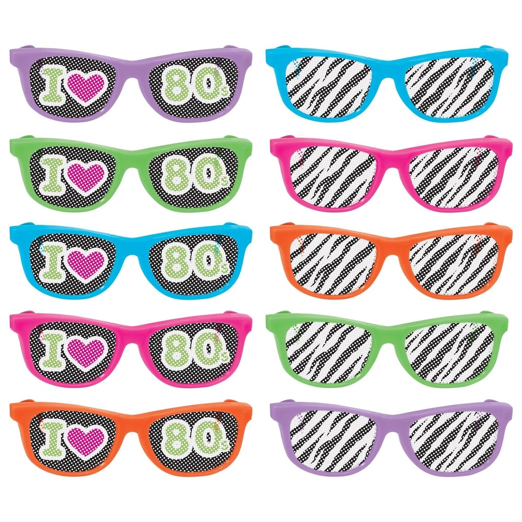 80's Glasses W/Printed Lens 80's Eighties