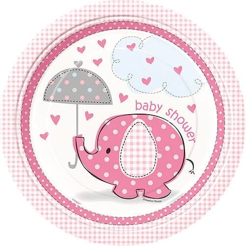 9 Inch Plates-Umbrellaphants Pink