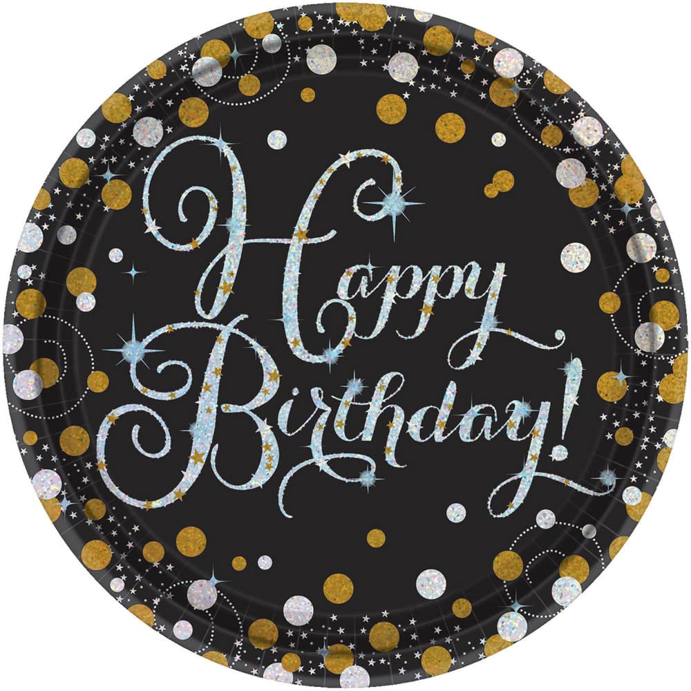 9" Plate Round Prism Sprke Celebration
