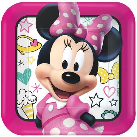 9" Plate Square Minnie Mouse Happy Helper