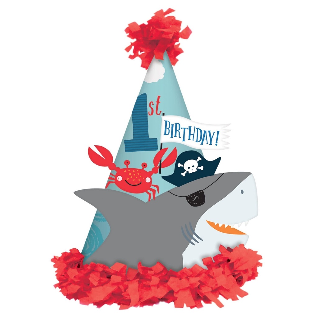 Ahoy Birthday Cone Hat - Paper First Birthday Boy