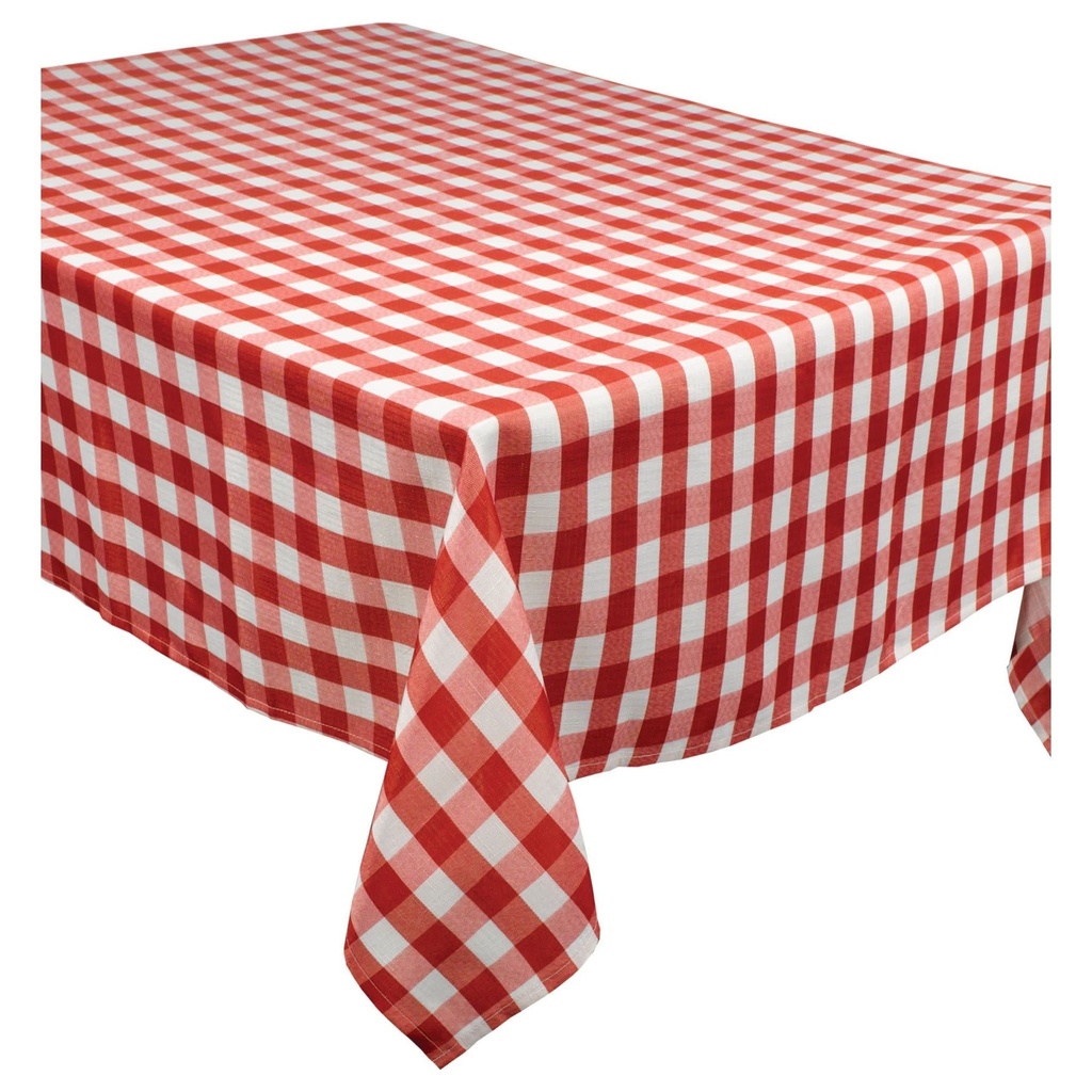 BBQ Red Check Fabric Tablecover, 104 Inch