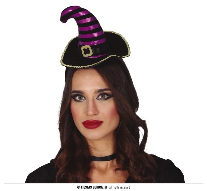 BLACK/PURPLE MINI HAT WITCH TIARA