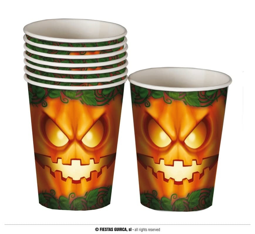 Bag Of 6 Pumpkin Glasses 240 Ml 9 Cms