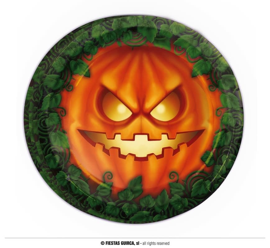 Bag Of 6 Pumpkin Plates 23 Cms.