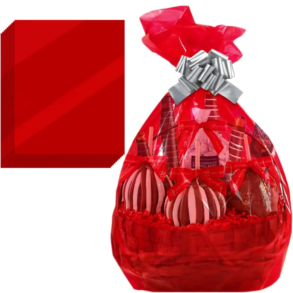 Basket Bag  Cello Clear Red
