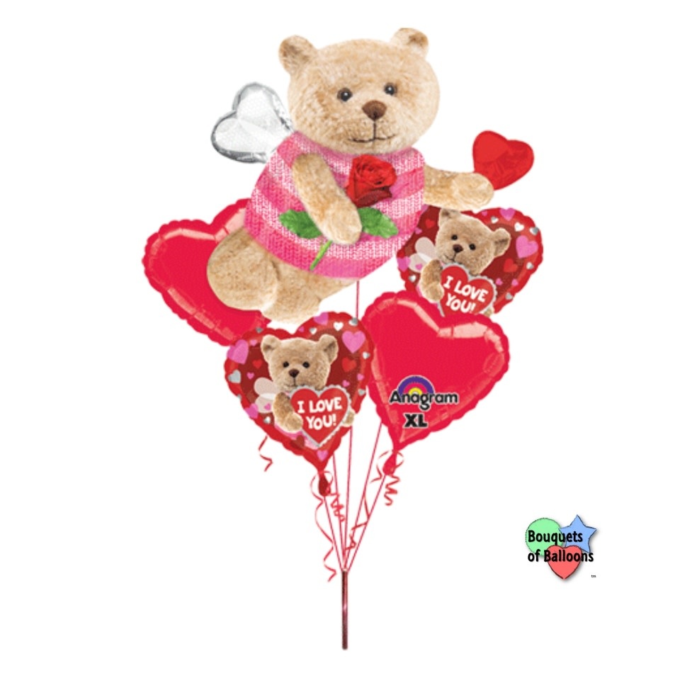 Balloon Bouquet -  Valentine Bee Bear Valentine