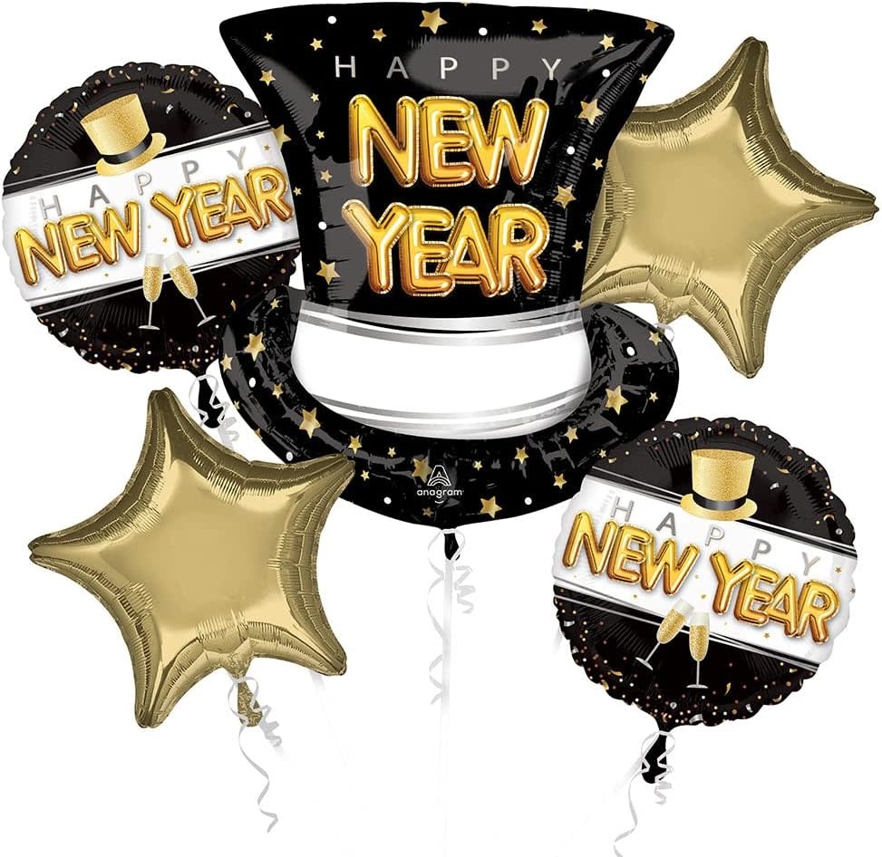 Balloon Bouquet- Happy New Year Pop Clink Cheers New Year