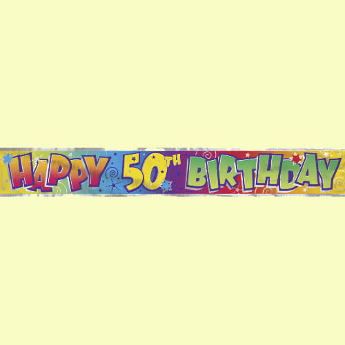 بنر عبارة عيد ميلاد 50 سعيد بطول 12 قدم (Happy 50 Birthday)