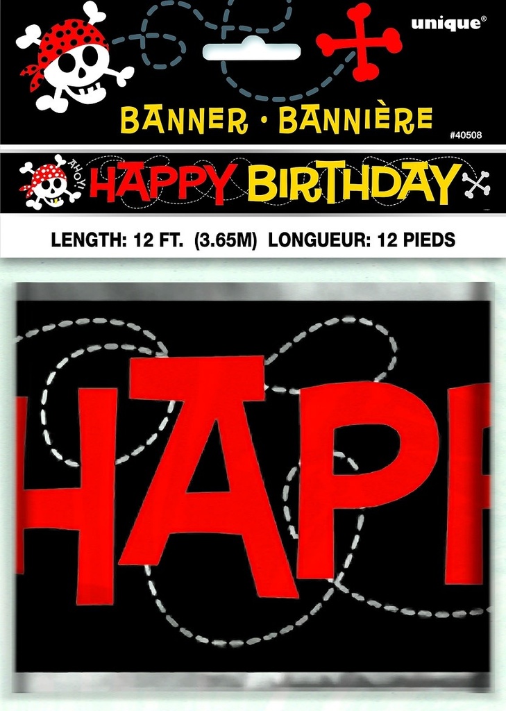 بنر عيد ميلاد ثيم قراصنة المرح بطول 12 قدم (Pirate Fun - Birthday)
