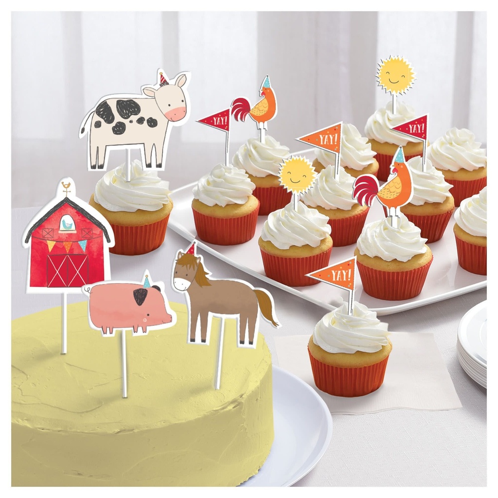 Barnyard Birthday Paper Topper Kit Food Picks & Straws